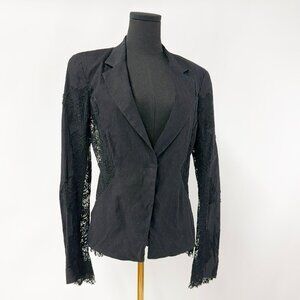 DONNA KARAN NEW YORK BLACK LACE BLAZER SIZE MEDIUM